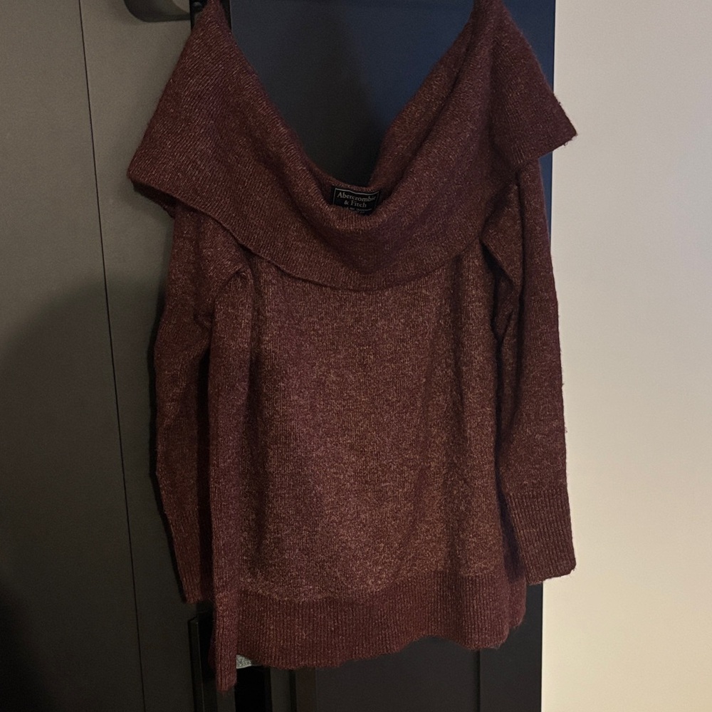 Abercrombie & Fitch Maroon Off the shoulder Sweater